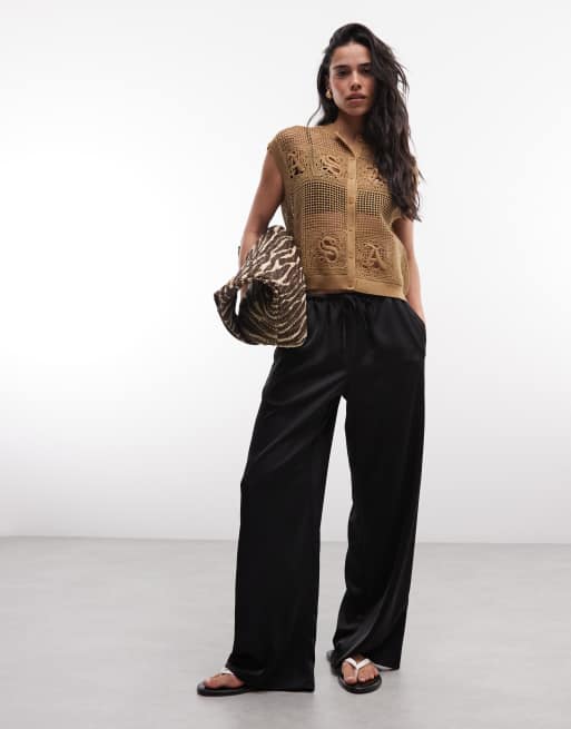 AllSaints Kyra sleeveless knitted waistcoat top in brown, 2 of 4