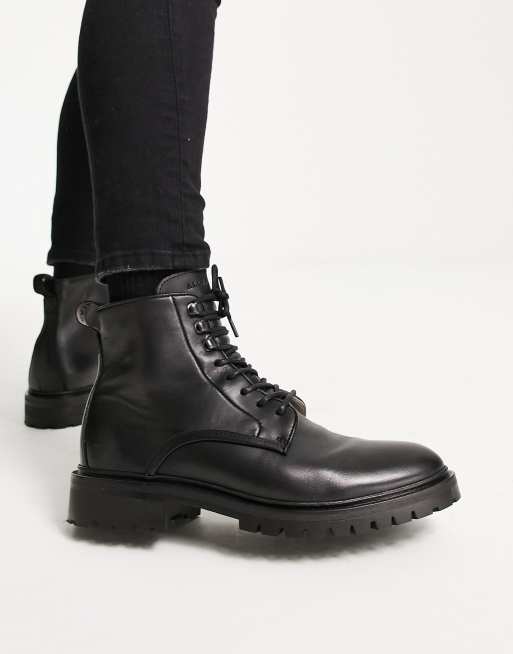 AllSaints - Laker - Stivaletti stringati in pelle neri