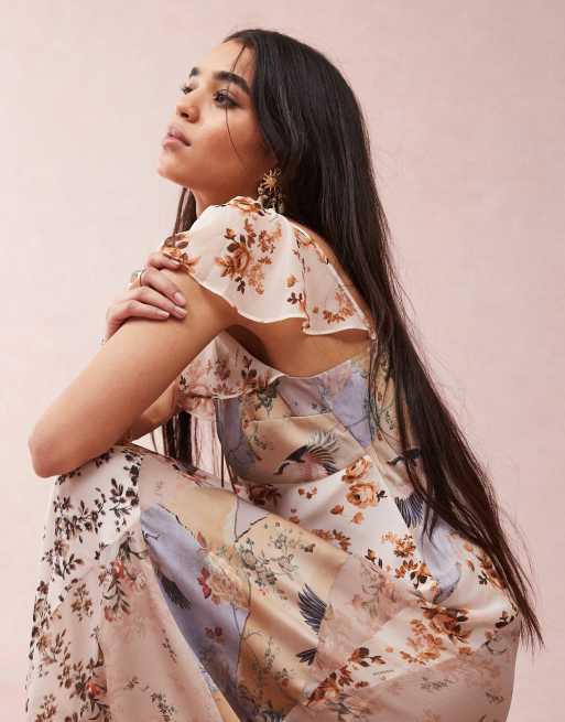 AllSaints Lala printed maxi dress in origin floral brown | ASOS