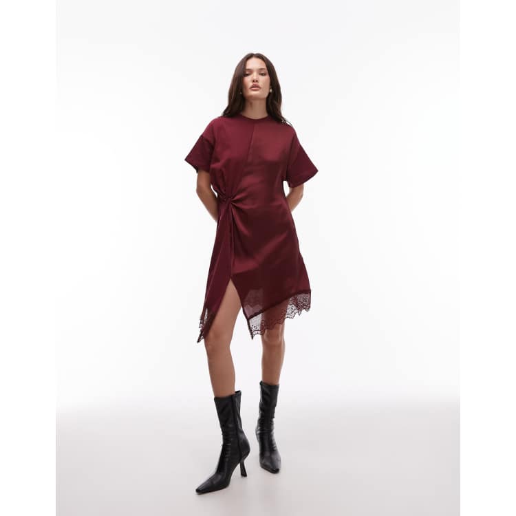 Allsaints lana lace dress in red | ASOS