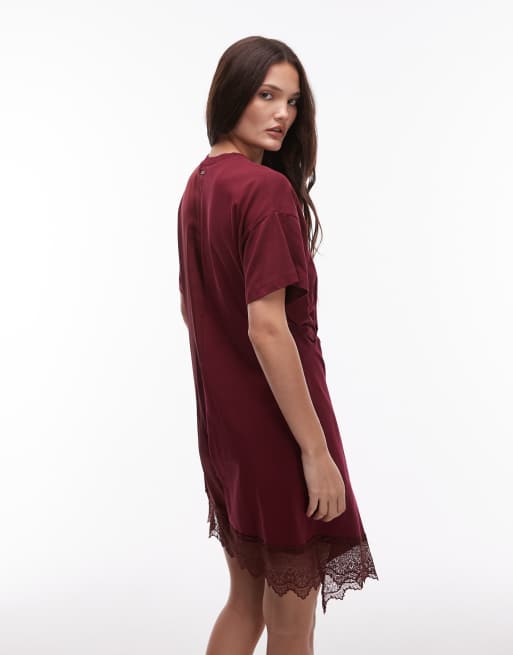Allsaints lana lace dress in red | ASOS