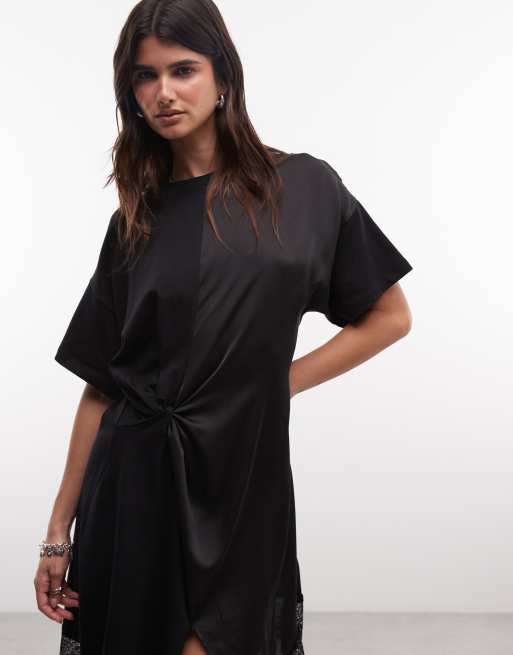AllSaints Lana vestito corto in pizzo a maniche corte mini blu notte, 2 di 4