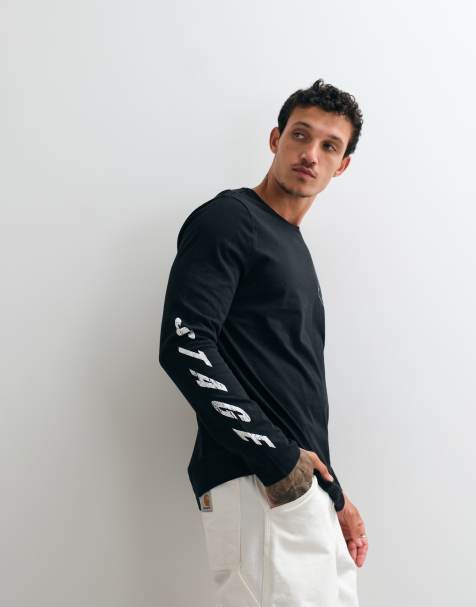 AllSaints langärmliges T-Shirt mit Grafiklogo und Rückendruck in verwaschenem Schwarz - view 1