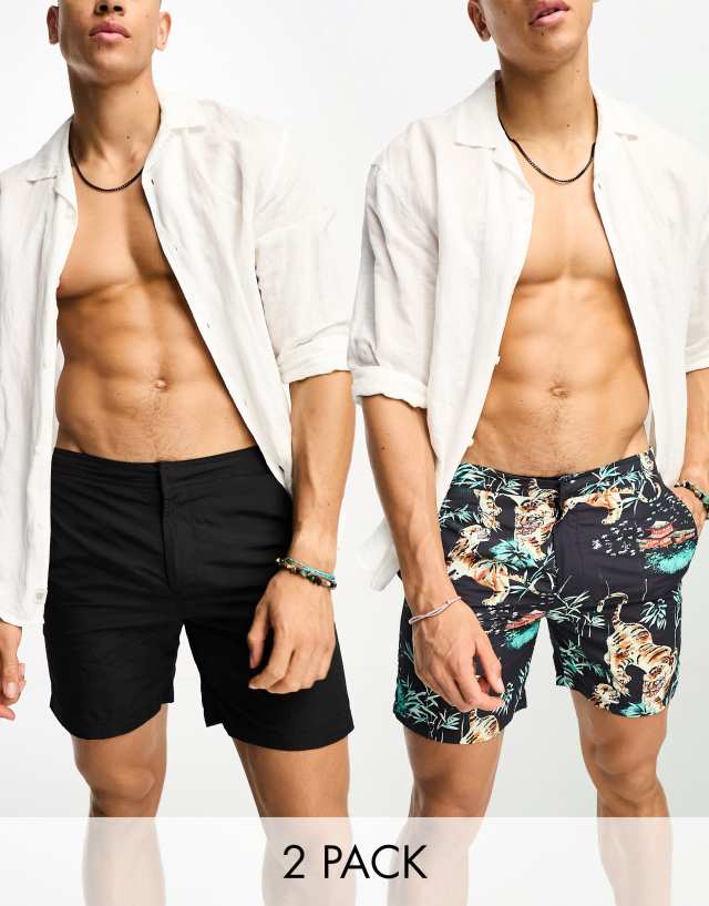 AllSaints - lani 2 pack swim shorts in black multi