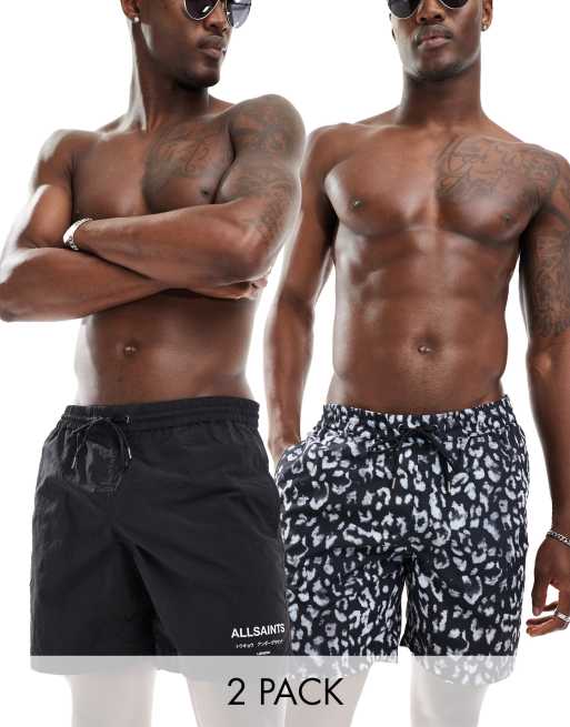 AllSaints - Lani - Set van 2 zwemshorts in zwart