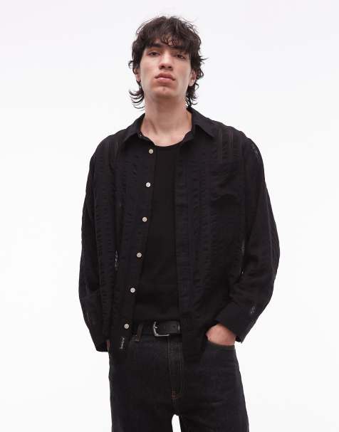 Allsaints lanner sheer shirt in black