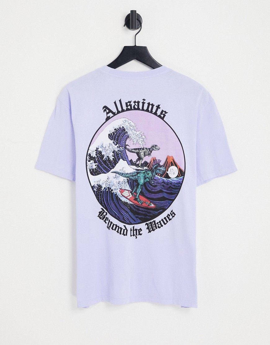 AllSaints layback t-shirt with backprint in lilac-Purple