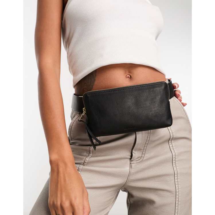 Lila AllSaints Leather Bag Belt Black