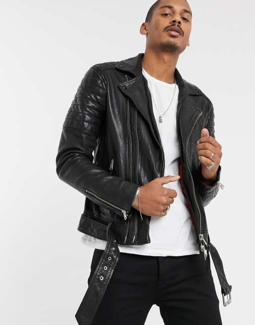 AllSaints leather biker jacket in black