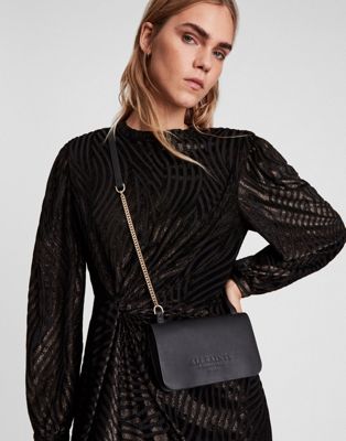 AllSaints leather purse cross body bag in black