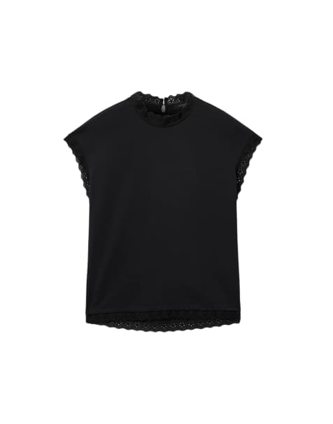 AllSaints – Lele – Spitzen-Tanktop in Schwarz - view 1
