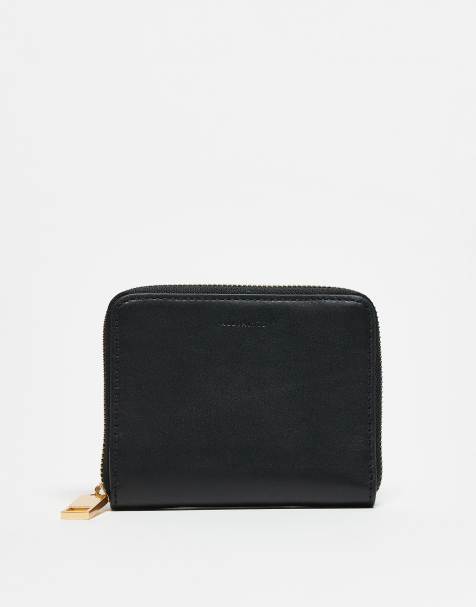 Allsaints Lena leather hex zip wallet in black - BLACK - view 1