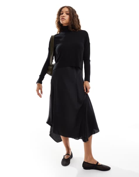 AllSaints Lena two in one dress in black - view 1
