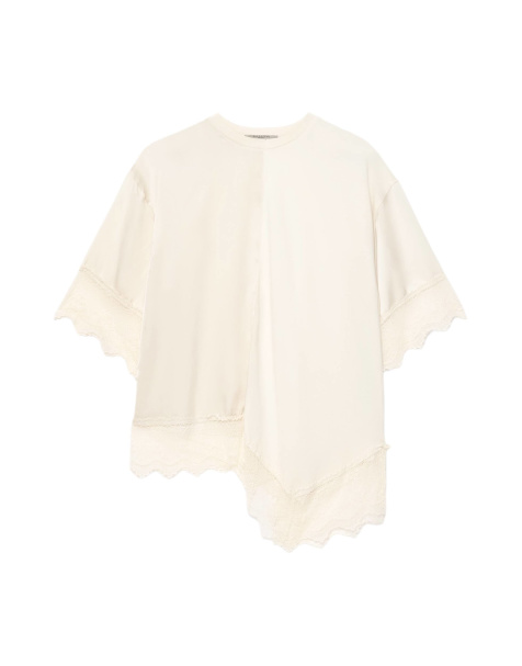 AllSaints - Lenny - Camiseta blanco champán de encaje - view 1