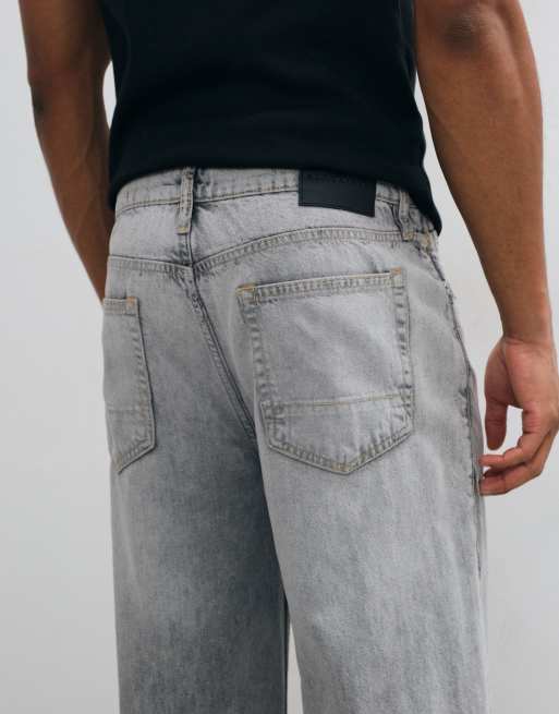 AllSaints Lenny jeans in denim a gamba larga grigio slavato, 5 di 5