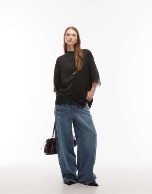 AllSaints - Lenny - Top en dentelle et satin-Noir