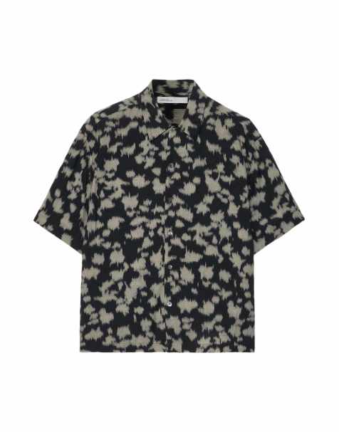 AllSaints Leo Kurzarmhemd in Schwarz/Grau - view 1