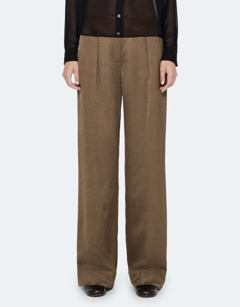 AllSaints Leonie pantalon en satin kaki - view 1
