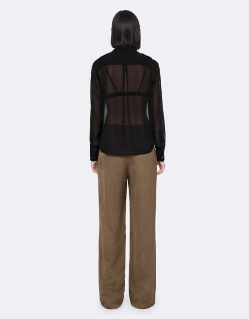 AllSaints Leonie pantalones satinados verde caqui, 2 de 7