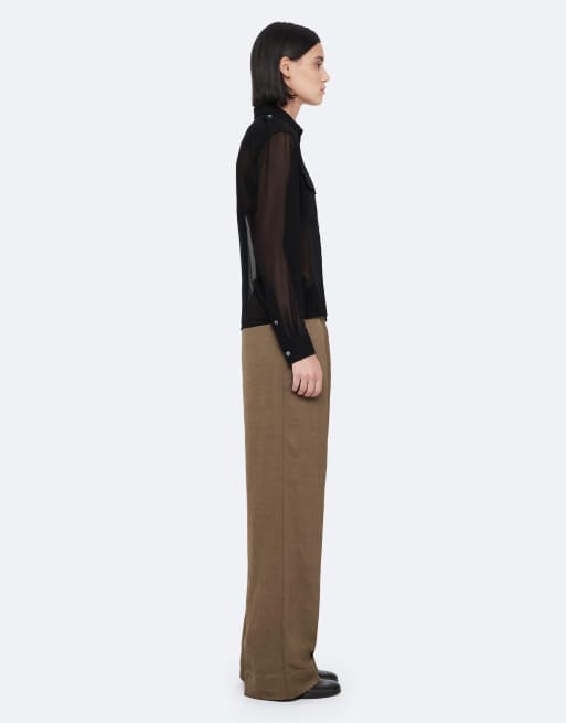 AllSaints Leonie Satin-Hose in Khaki-Grün, 6 von 6