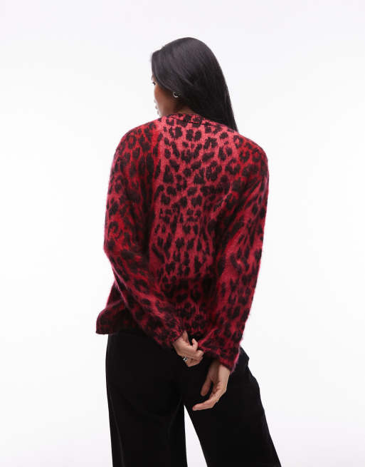 Allsaints leopard jumper in red, 4 of 4