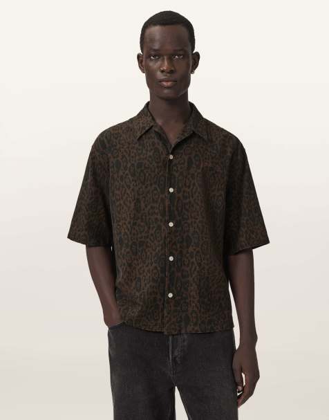 AllSaints - Leopardo - Camisa marrón chocolate intenso de manga corta - view 1
