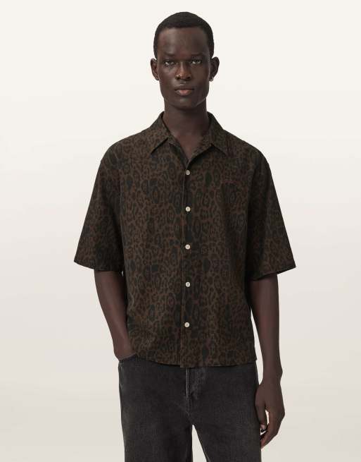 AllSaints - Leopardo - Overhemd met korte mouwen em bruine luipaardprint, 3 van 6