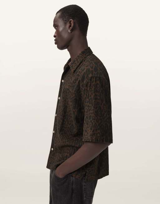 AllSaints - Leopardo - Overhemd met korte mouwen em bruine luipaardprint, 6 van 6