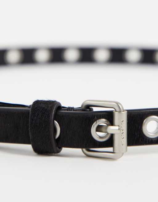 AllSaints - Leren riem van 18 mm breed met oogjes in zwart, 2 van 4