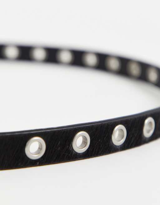 AllSaints - Leren riem van 18 mm breed met oogjes in zwart, 3 van 4
