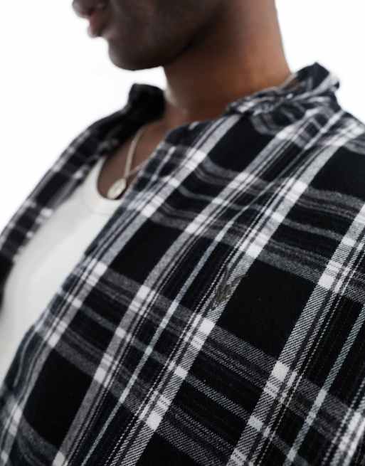 AllSaints – Leulus – Czarna koszula z długimi rękawami w kratę, 4 z 4