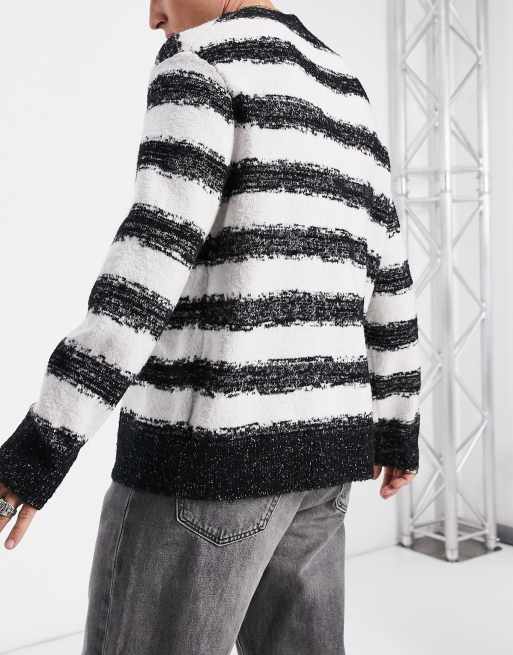AllSaints lexi striped sweater in black ecru