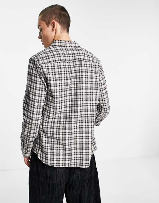 AllSaints Lexington long sleeve check shirt in ecru