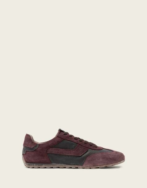 AllSaints Liam Hex låga lädersneakers i burgundy - view 1