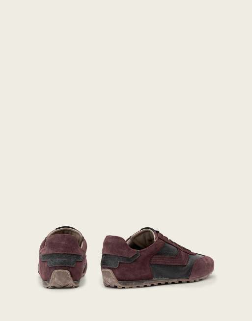 AllSaints Liam Hex låga lädersneakers i burgundy, 3 av 5