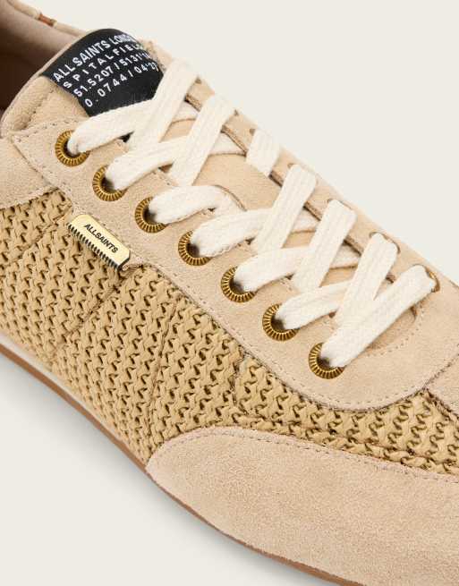 AllSaints Liam low top textured sneakers in beige, 3 of 4