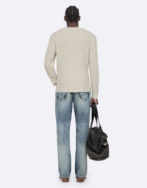 AllSaints Liev cuello redondo en gris pluma, 2 de 7