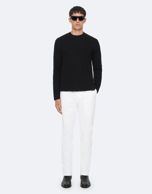AllSaints Liev trui met ronde hals in gemêleerd cinderzwart, 2 van 6