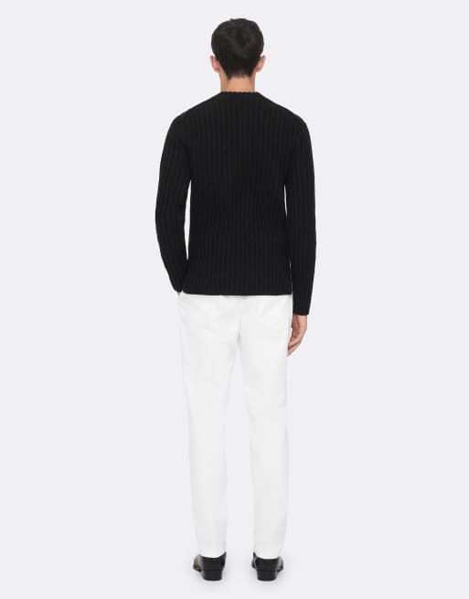 AllSaints Liev trui met ronde hals in gemêleerd cinderzwart, 4 van 6
