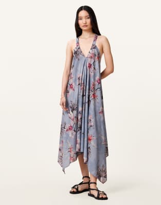 AllSaints - Lil - Kleid in Adena-Staubblau