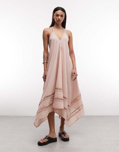 AllSaints – Lil – Rosa, ärmlös midiklänning i spets med brottarrygg - view 1