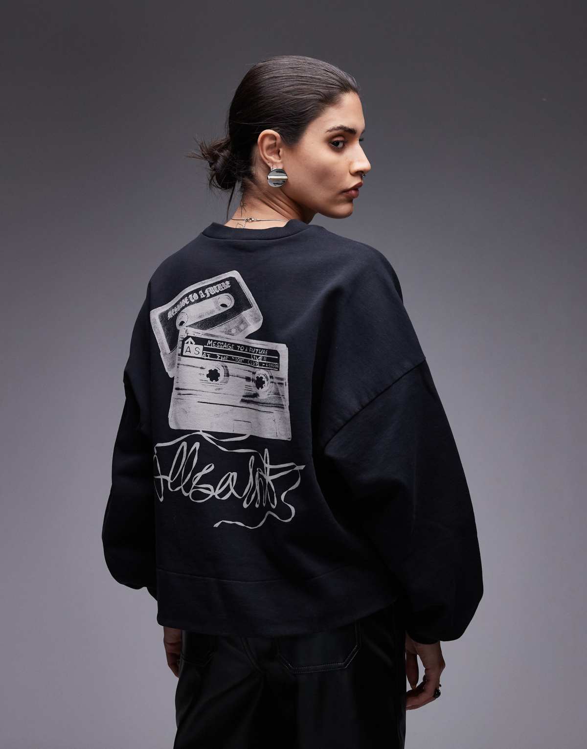 Allsaints Lila reel sweatshirt in black - BLACK