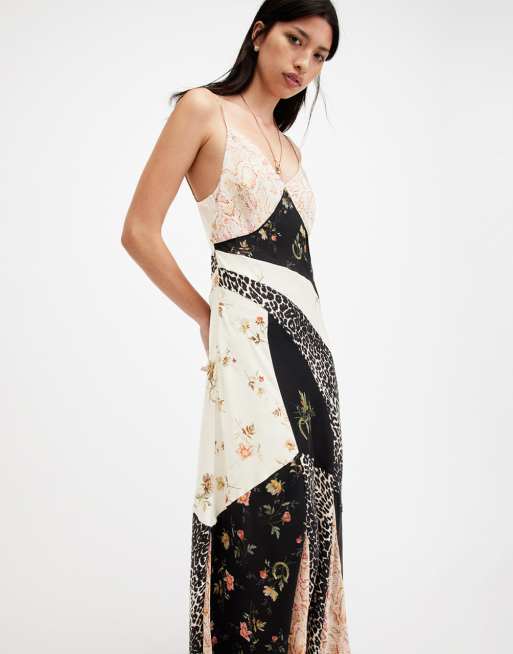 all saints lili maxi dress AllSaints Lili maxi dress in metallic gray