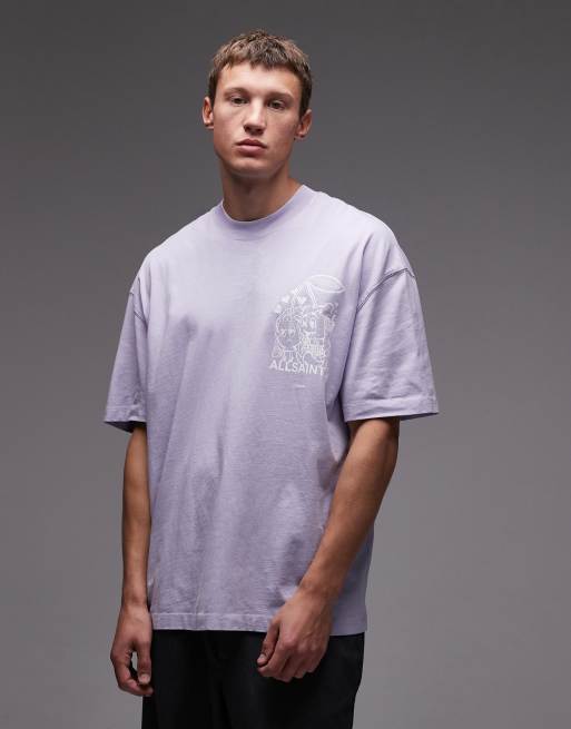 AllSaints – Liliowy T-shirt z grafiką Break Up na plecach, 3 z 5