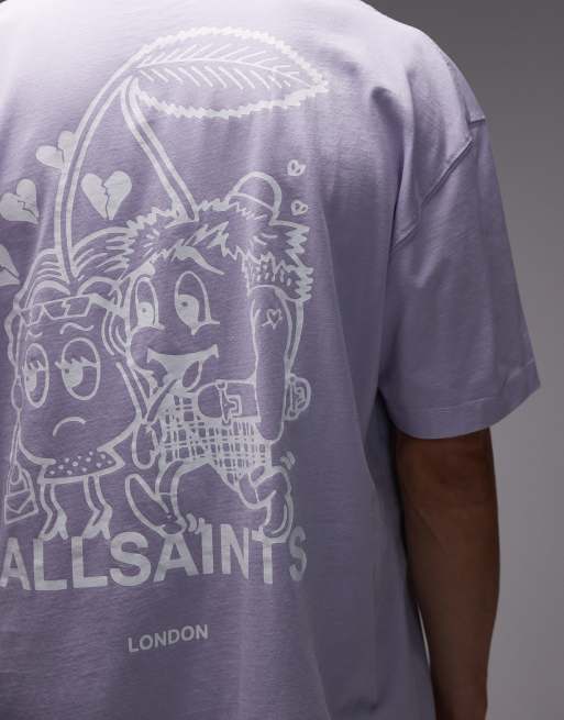 AllSaints – Liliowy T-shirt z grafiką Break Up na plecach, 5 z 5
