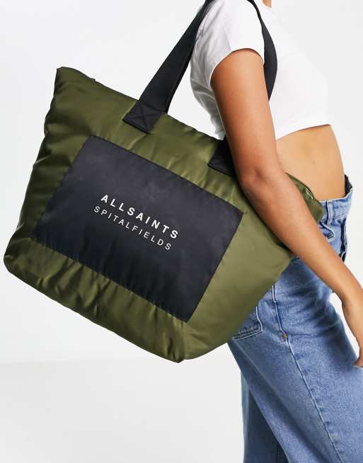 AllSaints – Lilou – Pikowana torba typu tote w kolorze khaki