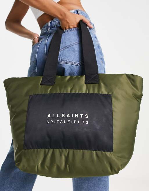 AllSaints – Lilou – Pikowana torba typu tote w kolorze khaki, 4 z 4