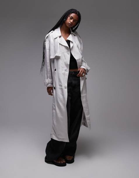 Allsaints linnie trench in stone white - view 1