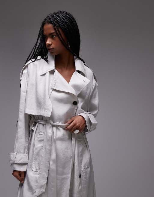 Allsaints linnie trench in stone white ASOS