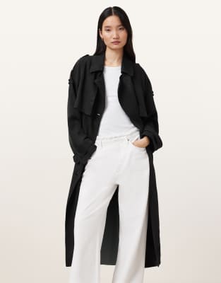 AllSaints - Linnie - Trenchcoat in Schwarz